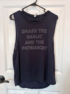 Smash The Garlic And The Patriarchy Navy Muscle Tank - XL